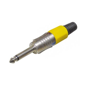 Jack 6.3 mm, mono, žuti, metalni